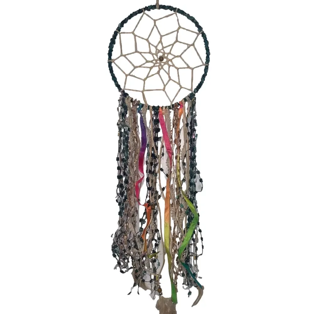 Boho Dreamcatcher Multicolored Ribbons Wall Decor Macrame Art